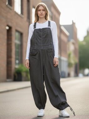 BlueVelvet Charcoal Gray Casual Overalls with Adjustable Straps